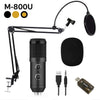 Music D.J. M-800U ไมโครโฟนคอนเดนเซอร์มีที่ปรับวอลลุ่มและเอคโค่+ขาตั้ง+แผ่นกันลม+USB Sound 7.1